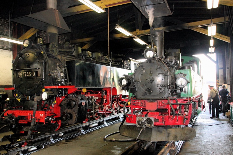 Datei:Zwei Loks im Lokschuppen Hainsberg.JPG